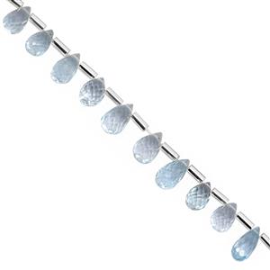 25cts Sky Blue Topaz Top Side Drill Faceted Drop Approx 5x3 to 10x4mm 15cm Strand With Spacers