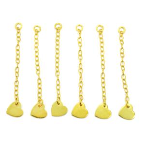Gold Plated 925 Sterling Silver Heart Charm Extenders, Approx 2in (pack of 6)