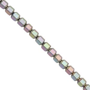 55cts Mystic Silver Color Coated Hematite Smooth Bicones Approx 3 to 4mm, 30cm Strand 