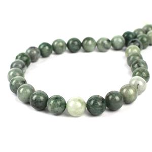 230cts Type A Green Burmese Jade Plain Round Approx 8mm, 38cm Strand