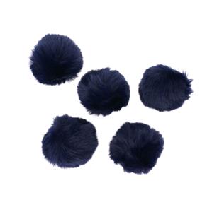 Navy Faux Fur Pom Poms, Approx 8cm (5pcs/pack)
