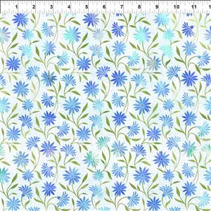 Jason Yenter Garden Of Dreams II Collection Flower Field Blue Fabric 0.5m