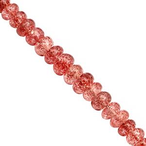 65cts Strawberry Quartz Graduated Smooth Rondelle Approx 4x3 to 8x5mm, 20cm Strand