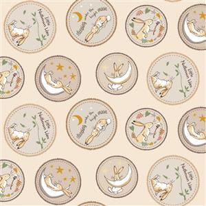 Anita Jeram Guess How Much I Love You Collection Bunnies In Circles Pale Orange Fabric 0.5m