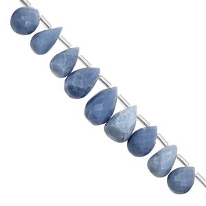 78cts Blue Opal Top Side Drill Faceted Drop Approx 8.5x5.5 to 15x8.5mm, 22cm Strand with Spacers