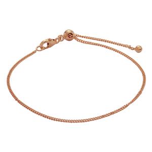 Rose Gold Flush Plated 925 Sterling Silver Adjustable Bracelet, Curb Chain 8inch (1 Pack)