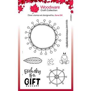 Woodware Clear Singles Petal Doodles It's A Gift 4 in x 6 in Stamp Set