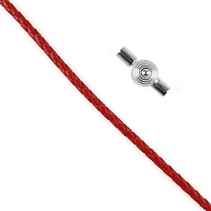 925 Sterling Silver Red Leather Bracelet