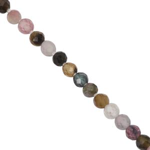 10cts Multi-Colour Tourmaline Faceted Round Approx 2mm, 31cm Strand