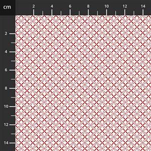 Henry Glass Scarlet Stitches & White Linen White and Red Lattice Fabric 0.5m