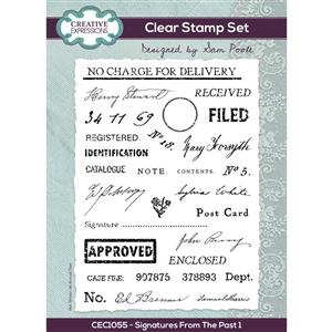 Creative Expressions Sam Poole Signatures From The Past 1 6 in x 8 in Clear Stamp Set - 31 Stamps