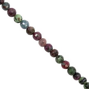 95cts Ruby Zoisite Graduated Faceted Round Approx 4 to 6mm, 32cm Strand