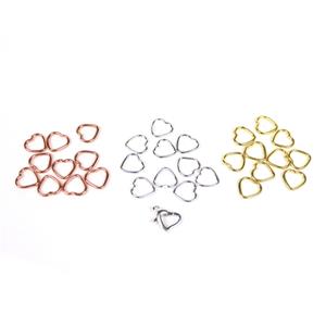 With Love; 30pc Sterling Silver Heart Shape Closed Jump Rings & Clasp