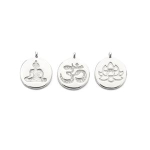 925 Sterling Silver Peace Charms Pack (Lotus Flower, Ohm, Buddha) Approx 10mm