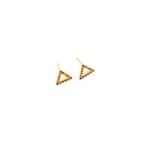 Gold Plated 925 Sterling Silver Triangle Earrings Approx 12.5mm With Multi Coloured CZ (1 Pair)
