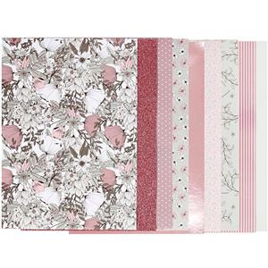 Design Paper pad, beige, brown, rose, white, size 21x30 cm, 120+128 g, 24 sheet/ 1 pack