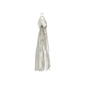 925 Sterling Silver Flower Cap with Chain Tassels Approx 7x1.8cm