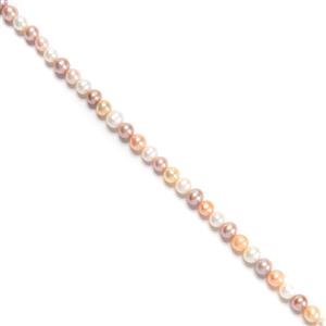 Mixed Natural Colour Near Round Freshwater Cultured Pearls Approx 8-9mm, 38cm Strand