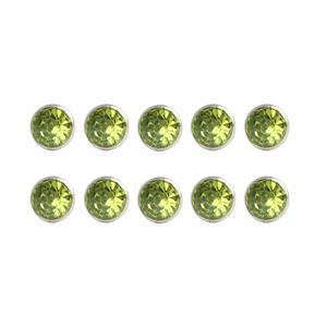 Green Machine 8mm Diamante Rivets with Lime Green Rhinestone (10 Sets)
