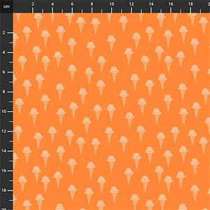 Squeeze Ice Cream Cones on Orange Fabric 0.5m