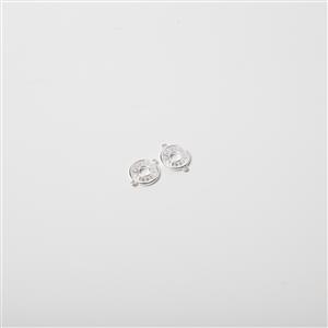 925 Sterling Silver Cubic Zirconia Round Connectors  Approx 11mm (2pcs)