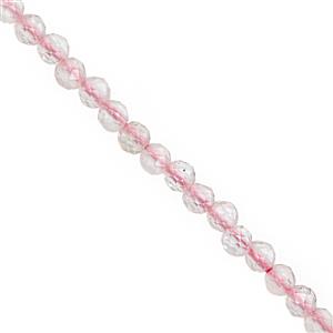 8cts Rose Quartz Faceted Round Approx 1 to 2 mm, 31cm Strands
