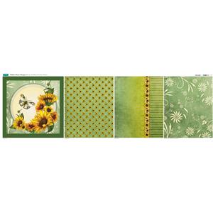 Debbi Moore Green Sunflower Cushion Fabric Panel 140cm x 46cm