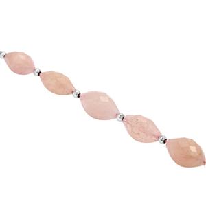 40cts Morganite Faceted Rice Beads Approx 13x7 to 18x9mm, 14cm Strand With Spacers 