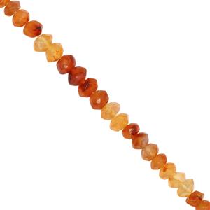 25cts Shadded Carnelian Faceted Rondelles Approx 3x1 to 6x4mm, 30cm Strand
