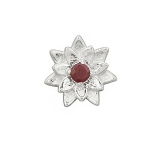 Gemstone Garden By Natalie Patten: 925 Sterling Silver Waterlily Bead, Approx 12mm with Ruby - July