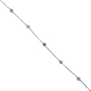 1 Metre 925 Sterling Silver Chain with Type A Bean Green Jadeite Plain Rounds Approx 5-6mm