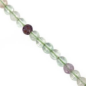 35cts Multi-Colour Fluorite Faceted Puffy Coin Approx 4mm, 30cm Strand