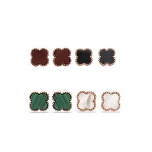 Rose Gold Plated 925 Sterling Silver Gemstone Clover Earrings, Approx 7mm