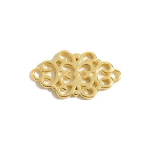 Gold 925 Sterling Silver Filigree Connector, 14x7mm