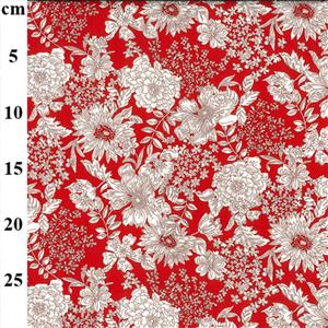 Red Floral Cotton Poplin Fabric 0.5m