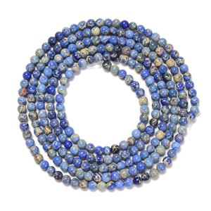 100 CTS Dyed Royal Blue Terra Jasper Plain Rounds Approx 4mm, 1 metre Strand