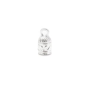 Silver Plated Base Metal Kumihimo Bell Cap Endings, 1PC