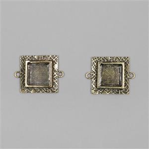 ICE Resin® Antique Bronze Milan Small Square Bezels with Closed Backs Approx ID 14mm