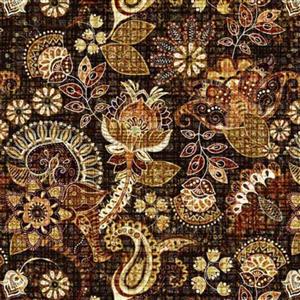 Dan Morris Treasured Collection Floral Paisley Brown Fabric 0.5m