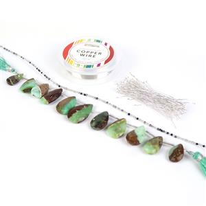 Chryso-wrap! Chrysoprase Faceted Pears, Rutile Quartz, 0.4mm Wire & Featherweight Headpins