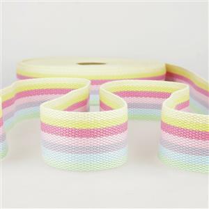 Webbing Multi-Coloured Pastel Stripes 40mm (1m) 	