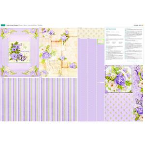 Debbi Moore Designs Pinks and Lilacs Roses in Bloom Tote Bag Fabric Panel  (140cm x 94cm)