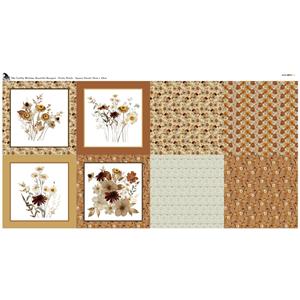 The Crafty Witches Bountiful Bouquet 8 x 35cm Squares Pretty Petals Fabric Panel (140 x 75cm)