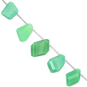 105cts Chrysoprase Faceted Corner Drill Tumble Approx 12x10 to 22x14mm, 21cm Strand With Spacers