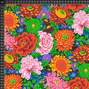 Philip Jacobs Temple Garden Peony And Chrysanthemum Multi Fabric 0.5m