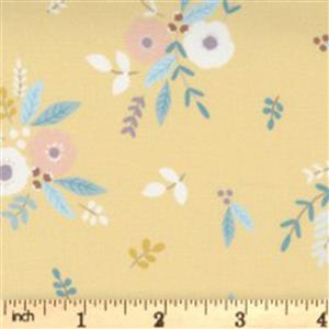 Moda Little Ducklings Mustard Floral Fabric 0.5m