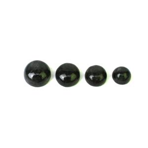 12cts Black Burmese Jade (N) Cabochon Round Loose Gemstone, (Set of 4)