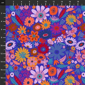Carolyn Gavin Harmony Scattered Blueberry Fabric 0.5m