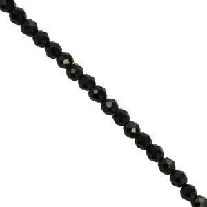 7cts Black Spinel Faceted Rounds, Approx 2mm, 20cm Strand 