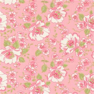 Moda Grace Main Floral Focal Romantic Pastel Roses on Blush Fabric 0.5m